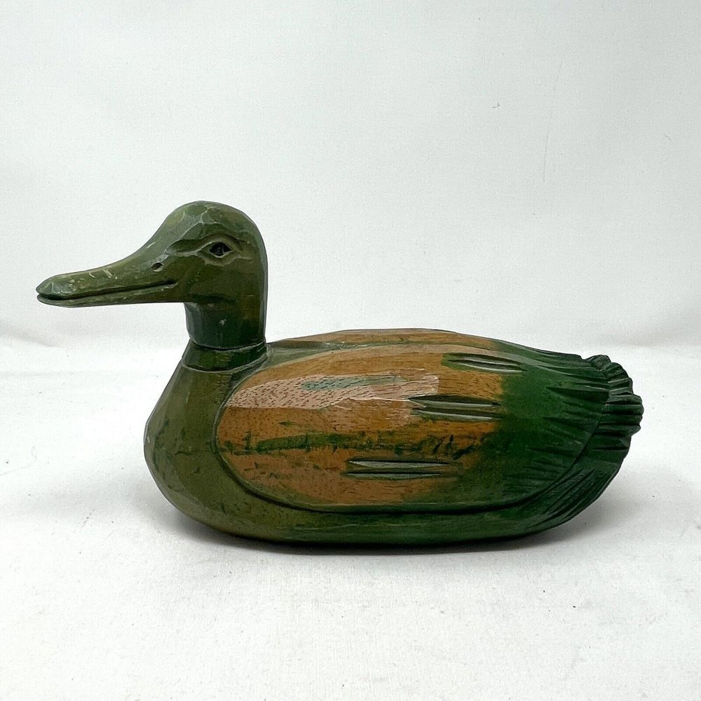 Vintage Hand Carved Wooden Duck Mallard Painted Bird‎ Wood Decoy
